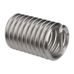 Heli-Coil - 7/16-14 UNC, 7/8" OAL, Free Running Helical Insert - 10-1/4 Free Coils, Tanged, 304 Stainless Steel, Bright Finish, 2D Insert Length - USA Tool & Supply