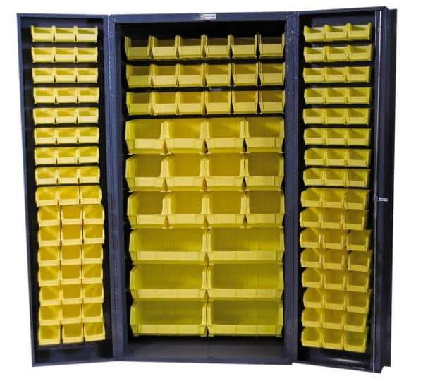Durham - 132 Bin Storage Cabinet - Steel, 36" Wide x 24" Deep x 72" High, Gray - USA Tool & Supply