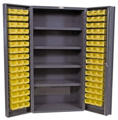 Durham - 4 Shelf 96 Bin Storage Cabinet - Steel, 36" Wide x 24" Deep x 72" High, Gray - USA Tool & Supply