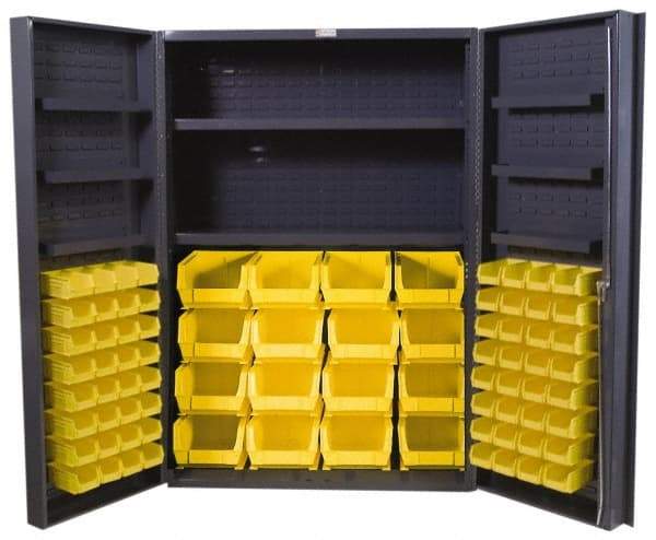 Durham - 8 Shelf 84 Bin Storage Cabinet - Steel, 48" Wide x 24" Deep x 72" High, Gray - USA Tool & Supply