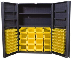 Durham - 8 Shelf 84 Bin Storage Cabinet - Steel, 48" Wide x 24" Deep x 72" High, Gray - USA Tool & Supply