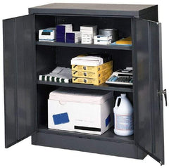 Edsal - 2 Shelf Locking Storage Cabinet - Steel, 36" Wide x 18" Deep x 42" High, Black - USA Tool & Supply