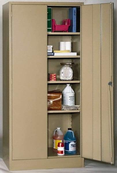 Edsal - 4 Shelf Combination Storage Cabinet - Steel, 36" Wide x 24" Deep x 72" High, Tan - USA Tool & Supply