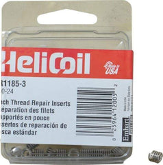 Heli-Coil - #10-24 UNC, 0.285" OAL, Free Running Helical Insert - 5 Free Coils, Tanged, Stainless Steel, Bright Finish, 1-1/2D Insert Length - USA Tool & Supply