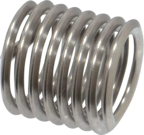 Heli-Coil - M8x1.25 Metric Coarse, 12mm OAL, Free Running Helical Insert - 7-3/8 Free Coils, Tanged, Stainless Steel, Bright Finish, 1-1/2D Insert Length - USA Tool & Supply