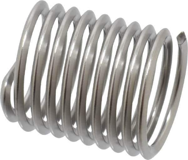 Heli-Coil - M10x1.25 Metric Fine, 15mm OAL, Free Running Helical Insert - 9-1/2 Free Coils, Tanged, Stainless Steel, Bright Finish, 1-1/2D Insert Length - USA Tool & Supply