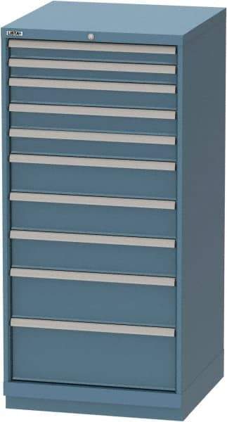LISTA - 10 Drawer, Tool Crib Storage Cabinet - Steel, 28-1/4" Wide x 28-1/2" Deep x 59-1/2" High, Blue - USA Tool & Supply