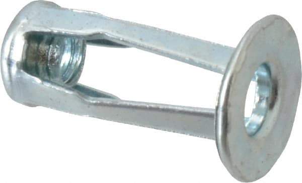 RivetKing - #10-24 UNC Thread, Clear Zinc Plated, Steel, Screwdriver Installed Rivet Nut - 0.12 to 0.16" Grip, 17/32" Flange Diam, 7/8" Long - USA Tool & Supply