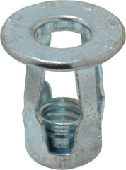 RivetKing - 1/4-20 UNC Thread, Clear Zinc Plated, Steel, Screwdriver Installed Rivet Nut - 1/64 to 0.075" Grip, 5/8" Flange Diam, 0.718" Long - USA Tool & Supply