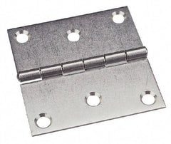 Made in USA - 3" Long x 3" Wide x 0.093" Thick, 302/304 Stainless Steel Commercial Hinge - 6 Holes, 0.25" Pin Diam - USA Tool & Supply