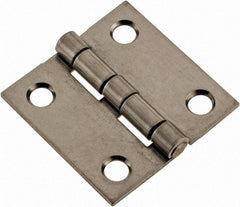 Made in USA - 1-1/2" Long x 1-1/2" Wide x 0.05" Thick, 302/304 Stainless Steel Commercial Hinge - 4 Holes, 0.12" Pin Diam - USA Tool & Supply