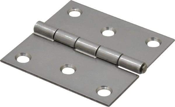 Made in USA - 2-1/2" Long x 2-1/2" Wide x 0.062" Thick, 302/304 Stainless Steel Commercial Hinge - 6 Holes, 0.12" Pin Diam - USA Tool & Supply