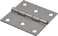 Made in USA - 2-1/2" Long x 2-1/2" Wide x 0.062" Thick, 302/304 Stainless Steel Commercial Hinge - 6 Holes, 0.12" Pin Diam - USA Tool & Supply