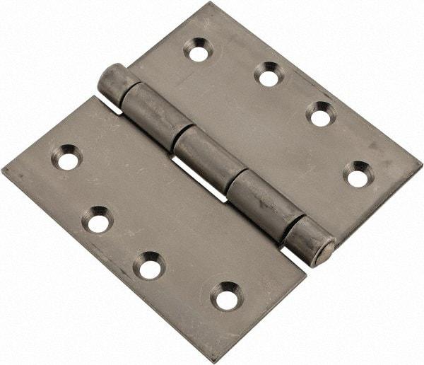 Made in USA - 4" Long x 4" Wide x 1/8" Thick, 302/304 Stainless Steel Commercial Hinge - 8 Holes, 0.25" Pin Diam - USA Tool & Supply