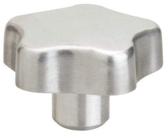 J.W. Winco - 60mm Head Diam, 5 Point Lobed Knob - 12mm Hole, Aluminum - USA Tool & Supply