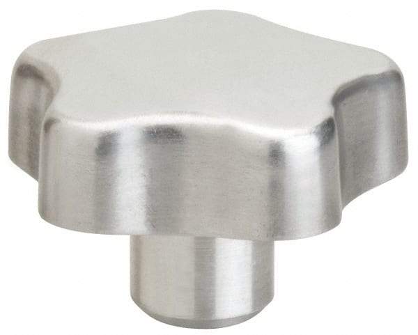 J.W. Winco - 70mm Head Diam, 5 Point Lobed Knob - 16mm Hole, Aluminum - USA Tool & Supply
