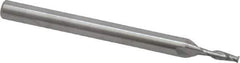 SGS - 1/16", 3/16" LOC, 1/8" Shank Diam, 1-1/2" OAL, 2 Flute, Solid Carbide Square End Mill - Single End, Uncoated, Spiral Flute, 30° Helix, Centercutting, Right Hand Cut, Right Hand Flute, Series 52 - USA Tool & Supply