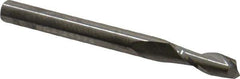 SGS - 3/16", 9/16" LOC, 3/16" Shank Diam, 2" OAL, 2 Flute, Solid Carbide Square End Mill - Single End, Uncoated, Spiral Flute, 30° Helix, Centercutting, Right Hand Cut, Right Hand Flute, Series 52 - USA Tool & Supply