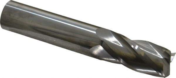 SGS - 5/8", 1-1/4" LOC, 5/8" Shank Diam, 3-1/2" OAL, 4 Flute, Solid Carbide Square End Mill - Single End, Uncoated, Spiral Flute, 30° Helix, Centercutting, Right Hand Cut, Right Hand Flute, Series 54 - USA Tool & Supply