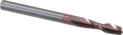 SGS - 1/8", 7/16" LOC, 1/8" Shank Diam, 1-1/2" OAL, 2 Flute, Solid Carbide Square End Mill - Single End, TiCN Finish, Spiral Flute, 30° Helix, Centercutting, Right Hand Cut, Right Hand Flute, Series 52 - USA Tool & Supply