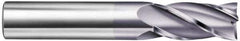 SGS - 9/16", 1-1/8" LOC, 9/16" Shank Diam, 3-1/2" OAL, 4 Flute, Solid Carbide Square End Mill - Single End, TiCN Finish, Spiral Flute, 30° Helix, Centercutting, Right Hand Cut, Right Hand Flute, Series 54 - USA Tool & Supply