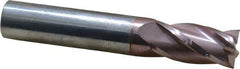 SGS - 1/2", 1" LOC, 1/2" Shank Diam, 3" OAL, 4 Flute, Solid Carbide Square End Mill - Single End, TiCN Finish, Spiral Flute, 30° Helix, Centercutting, Right Hand Cut, Right Hand Flute, Series 54 - USA Tool & Supply