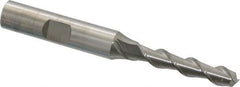 SGS - 1/4", 1-1/4" LOC, 3/8" Shank Diam, 3-1/16" OAL, 2 Flute, Solid Carbide Square End Mill - Single End, Uncoated, Spiral Flute, 45° Helix, Centercutting, Right Hand Cut, Right Hand Flute, Series 44 - USA Tool & Supply