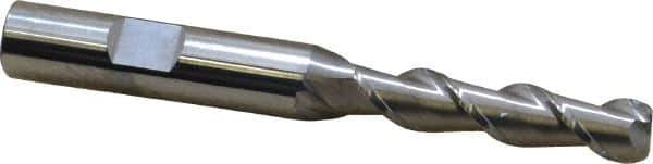 SGS - 5/16", 1-3/8" LOC, 3/8" Shank Diam, 3-1/8" OAL, 2 Flute, Solid Carbide Square End Mill - Single End, Uncoated, Spiral Flute, 45° Helix, Centercutting, Right Hand Cut, Right Hand Flute, Series 44 - USA Tool & Supply
