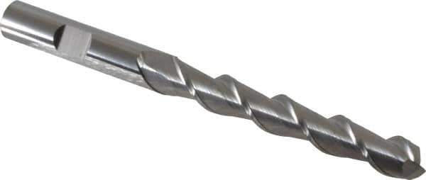 SGS - 3/8", 2-1/2" LOC, 3/8" Shank Diam, 4-1/4" OAL, 2 Flute, Solid Carbide Square End Mill - Single End, Uncoated, Spiral Flute, 45° Helix, Centercutting, Right Hand Cut, Right Hand Flute, Series 44 - USA Tool & Supply