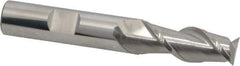 SGS - 1/2", 1-1/4" LOC, 1/2" Shank Diam, 3-1/4" OAL, 2 Flute, Solid Carbide Square End Mill - Single End, Uncoated, Spiral Flute, 45° Helix, Centercutting, Right Hand Cut, Right Hand Flute, Series 44 - USA Tool & Supply