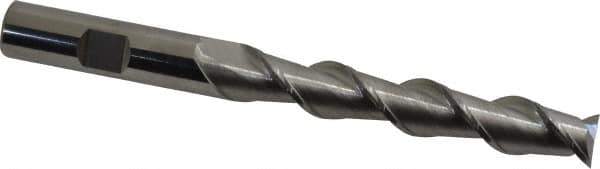 SGS - 1/2", 3" LOC, 1/2" Shank Diam, 5" OAL, 2 Flute, Solid Carbide Square End Mill - Single End, Uncoated, Spiral Flute, 45° Helix, Centercutting, Right Hand Cut, Right Hand Flute, Series 44 - USA Tool & Supply
