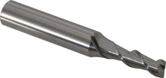 SGS - 1/4", 3/4" LOC, 3/8" Shank Diam, 2-7/16" OAL, 2 Flute, Solid Carbide Square End Mill - Single End, Uncoated, Spiral Flute, 45° Helix, Centercutting, Right Hand Cut, Right Hand Flute, Series 44 - USA Tool & Supply