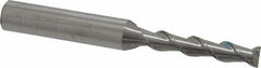 SGS - 1/4", 1-1/4" LOC, 3/8" Shank Diam, 3-1/16" OAL, 2 Flute, Solid Carbide Square End Mill - Single End, Uncoated, Spiral Flute, 45° Helix, Centercutting, Right Hand Cut, Right Hand Flute, Series 44 - USA Tool & Supply