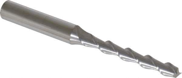SGS - 1/4", 1-3/4" LOC, 3/8" Shank Diam, 3-9/16" OAL, 2 Flute, Solid Carbide Square End Mill - Single End, Uncoated, Spiral Flute, 45° Helix, Centercutting, Right Hand Cut, Right Hand Flute, Series 44 - USA Tool & Supply
