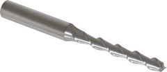 SGS - 1/4", 1-3/4" LOC, 3/8" Shank Diam, 3-9/16" OAL, 2 Flute, Solid Carbide Square End Mill - Single End, Uncoated, Spiral Flute, 45° Helix, Centercutting, Right Hand Cut, Right Hand Flute, Series 44 - USA Tool & Supply