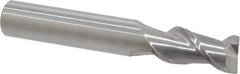 SGS - 3/8", 3/4" LOC, 3/8" Shank Diam, 2-1/2" OAL, 2 Flute, Solid Carbide Square End Mill - Single End, Uncoated, Spiral Flute, 45° Helix, Centercutting, Right Hand Cut, Right Hand Flute, Series 44 - USA Tool & Supply