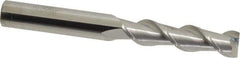 SGS - 3/8", 1-1/2" LOC, 3/8" Shank Diam, 3-1/4" OAL, 2 Flute, Solid Carbide Square End Mill - Single End, Uncoated, Spiral Flute, 45° Helix, Centercutting, Right Hand Cut, Right Hand Flute, Series 44 - USA Tool & Supply