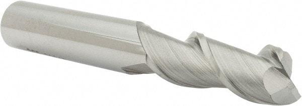 SGS - 1/2", 1-1/4" LOC, 1/2" Shank Diam, 3-1/4" OAL, 2 Flute, Solid Carbide Square End Mill - Single End, Uncoated, Spiral Flute, 45° Helix, Centercutting, Right Hand Cut, Right Hand Flute, Series 44 - USA Tool & Supply