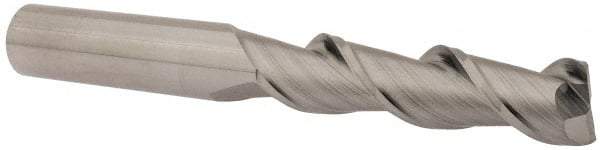 SGS - 1/2", 2" LOC, 1/2" Shank Diam, 4" OAL, 2 Flute, Solid Carbide Square End Mill - Single End, Uncoated, Spiral Flute, 45° Helix, Centercutting, Right Hand Cut, Right Hand Flute, Series 44 - USA Tool & Supply