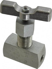 Made in USA - 1/8" Pipe, Inline Hard Seat Needle Valve - FNPT x FNPT Ends, Alloy Valve, 10,000 Max psi - USA Tool & Supply