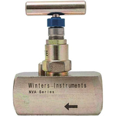 Value Collection - 1/4" Pipe, Inline Hard Seat Needle Valve - FNPT x FNPT Ends, Alloy Valve, 10,000 Max psi - USA Tool & Supply