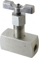 Made in USA - 3/8" Pipe, Inline Hard Seat Needle Valve - FNPT x FNPT Ends, Alloy Valve, 10,000 Max psi - USA Tool & Supply