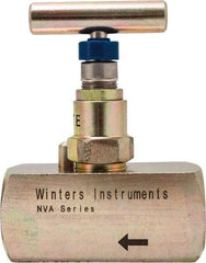 Value Collection - 1/2" Pipe, Inline Hard Seat Needle Valve - FNPT x FNPT Ends, Alloy Valve, 10,000 Max psi - USA Tool & Supply