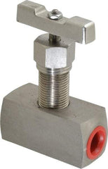 Value Collection - 1/2" Pipe, Inline Hard Seat Needle Valve - FNPT x FNPT Ends, Grade 316 Stainless Steel Valve, 10,000 Max psi - USA Tool & Supply