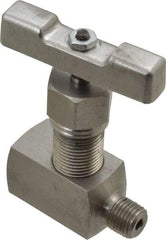 Value Collection - 1/4" Pipe, Inline Hard Seat Needle Valve - MNPT x FNPT Ends, Grade 316 Stainless Steel Valve, 10,000 Max psi - USA Tool & Supply