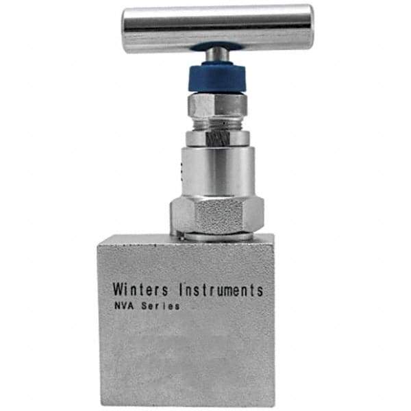Value Collection - 1/4" Pipe, Angled Hard Seat Needle Valve - FNPT x FNPT Ends, Grade 316 Stainless Steel Valve, 10,000 Max psi - USA Tool & Supply