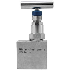 Value Collection - 1" Pipe, Angled Hard Seat Needle Valve - FNPT x FNPT Ends, Grade 316 Stainless Steel Valve, 10,000 Max psi - USA Tool & Supply