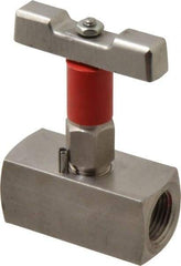 Value Collection - 1/2" Pipe, Inline Soft Seat Needle Valve - FNPT x FNPT Ends, Grade 316 Stainless Steel Valve, 6,000 Max psi - USA Tool & Supply
