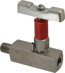 Value Collection - 1/4" Pipe, Inline Soft Seat Needle Valve - MNPT x FNPT Ends, Grade 316 Stainless Steel Valve, 6,000 Max psi - USA Tool & Supply