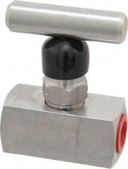 Made in USA - 1/4" Pipe, Inline Miniature Needle Valve - FNPT x FNPT Ends, Grade 316 Stainless Steel Valve, 6,000 Max psi - USA Tool & Supply